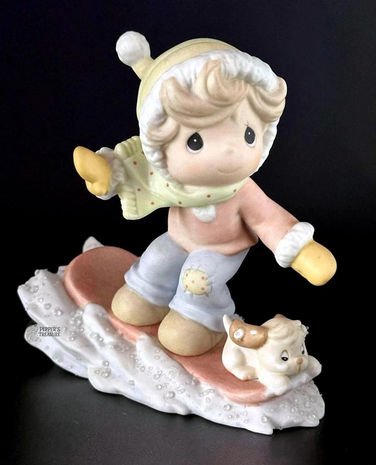 Adorable Porcelain Skating Figurine with Puppy Adorable Porcelain Skating Figurine with Puppy