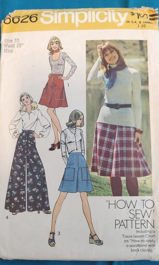Simplicity 6626 Vintage Skirt Split Skirt Pattern Size Miss 10  cut