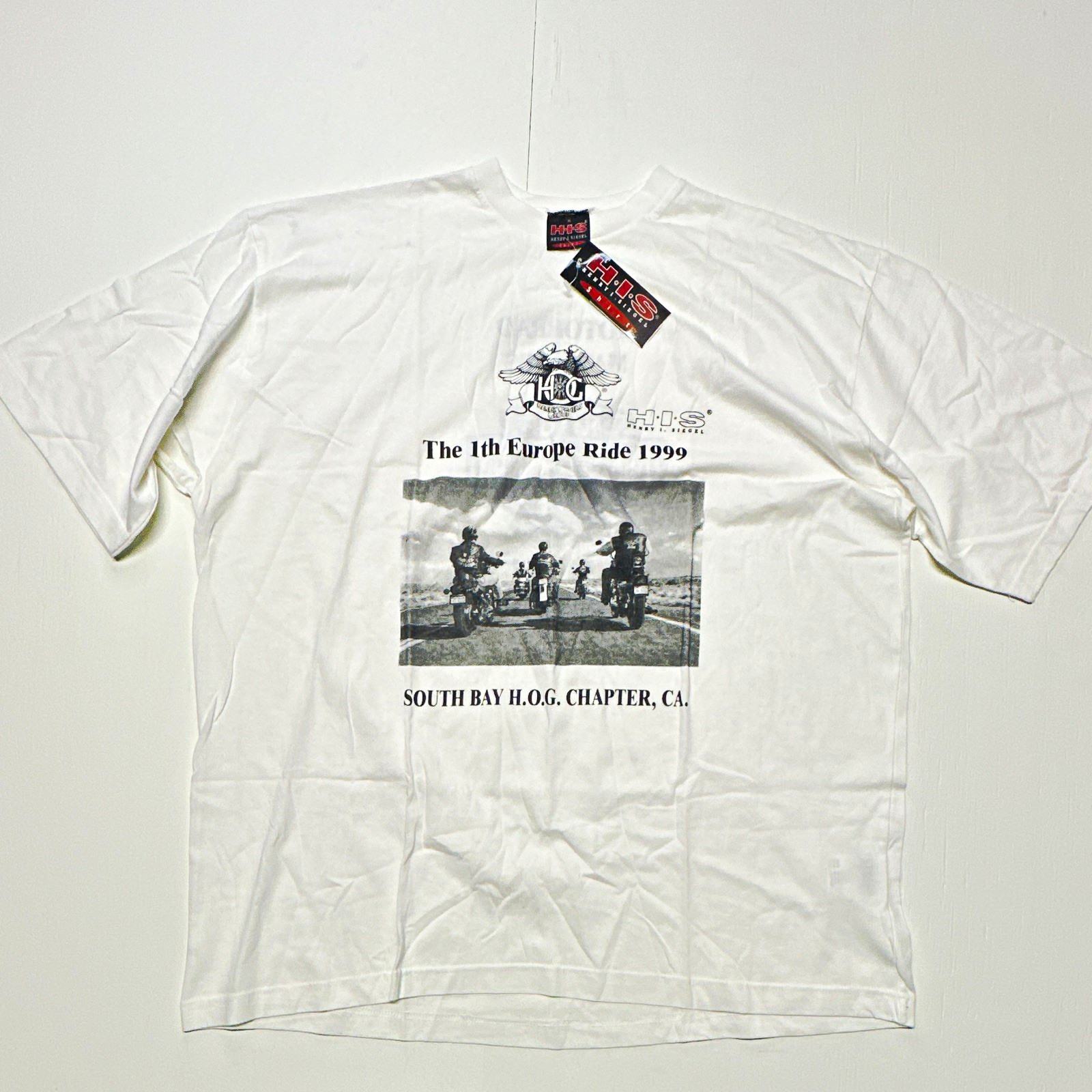DS Harley-Davidson H.O.G. The 1th Europe Ride 1999 South Bay Chapter T-Shirt XL DS Harley-Davidson H.O.G. The 1th Europe Ride 1999 South Bay Chapter T-Shirt XL