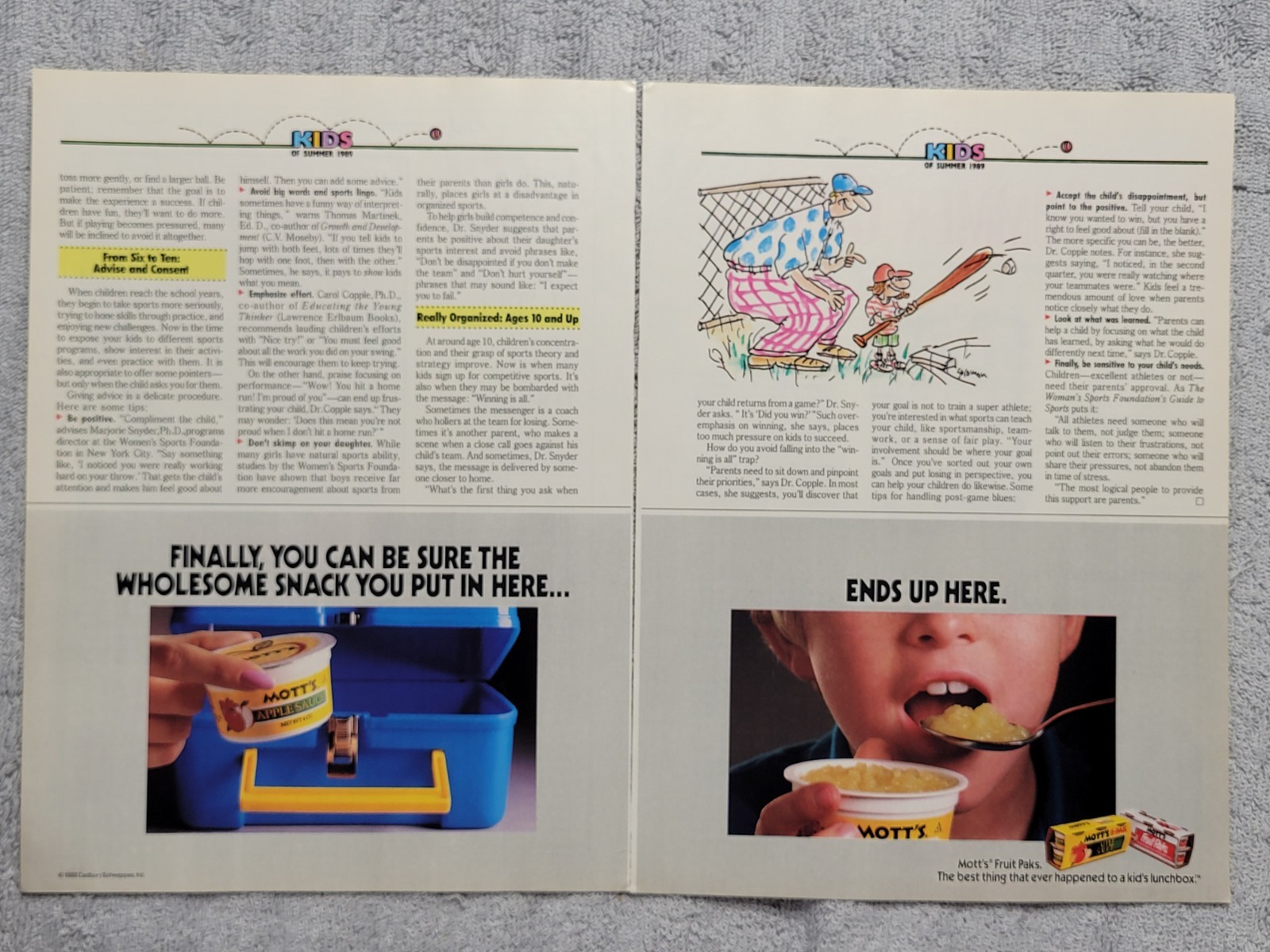 1989 Magazine Advertisement Page Mott\'s Apple Sauce Fruit Cups Print Ad