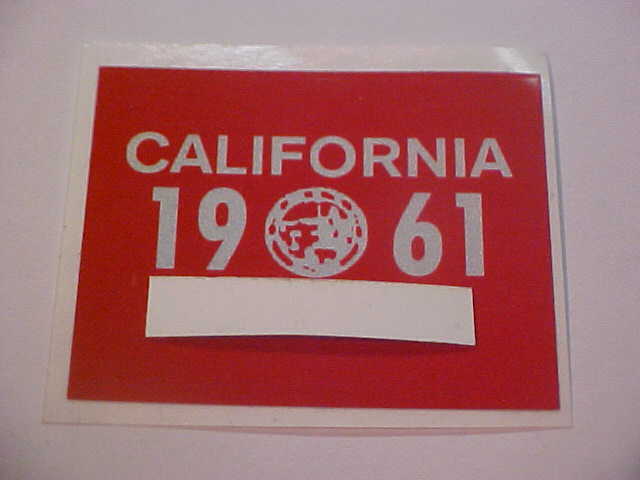 1961 california license plate registration sticker