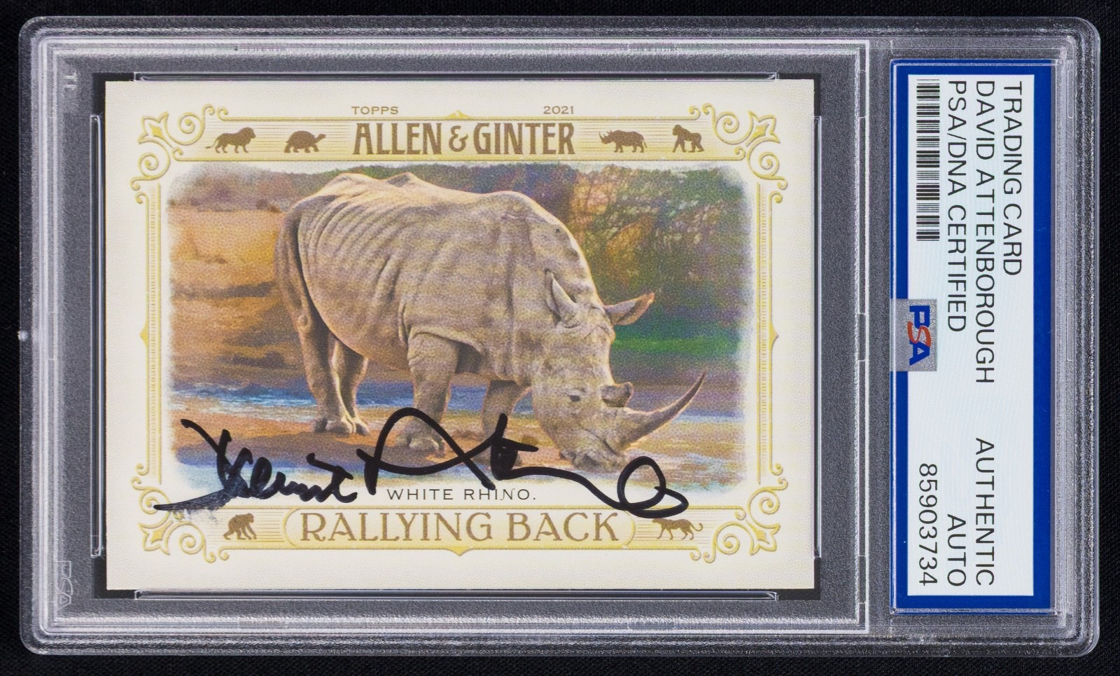 David Attenborough Signed 2021 Allen & Ginter White Rhino Card #RB-7 (PSA)