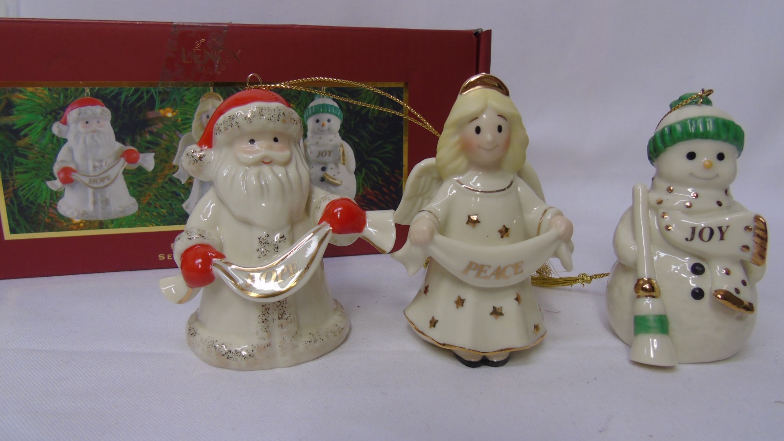 Lenox Festive Friends Set of 3 Porcelain Ornaments NIB c242