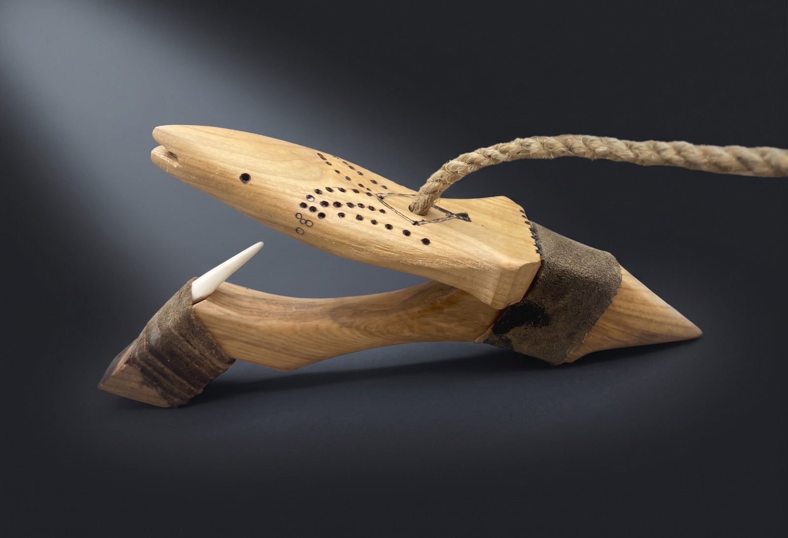 Fish Totem Halibut Hook, Northwest Coast Rustic Art Design 4