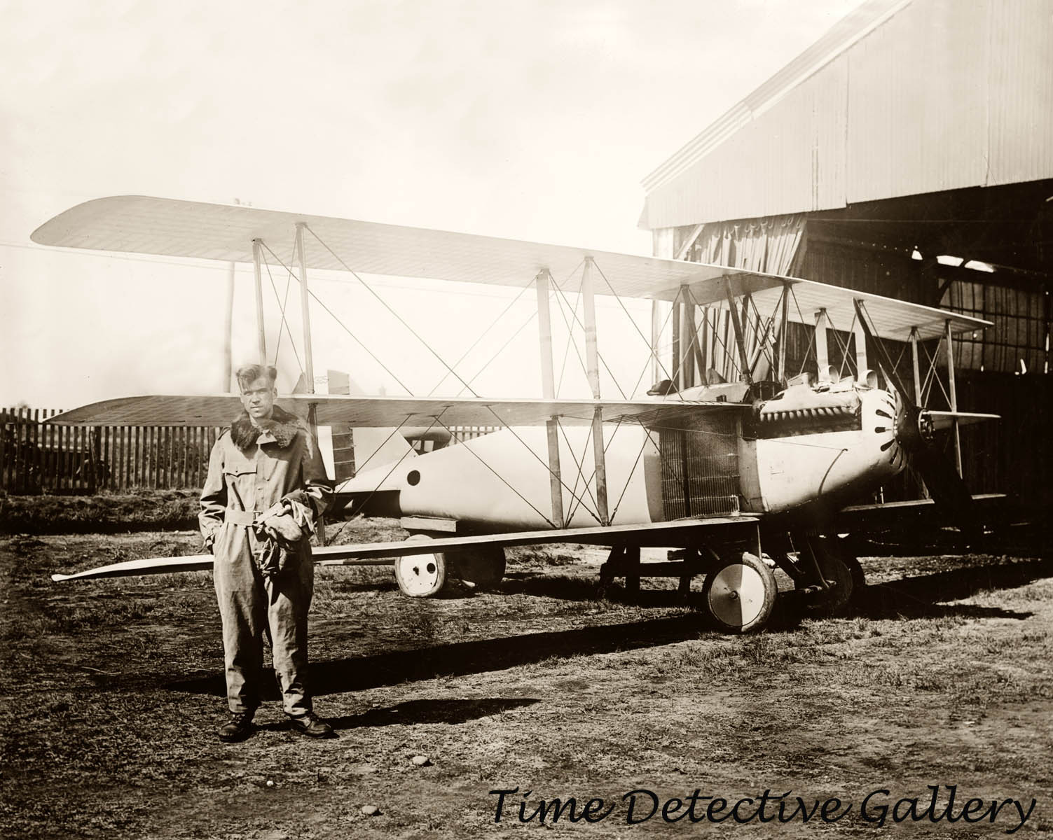 Pilot and His Curtiss Wasp Tri-Plane - Historic Photo Print