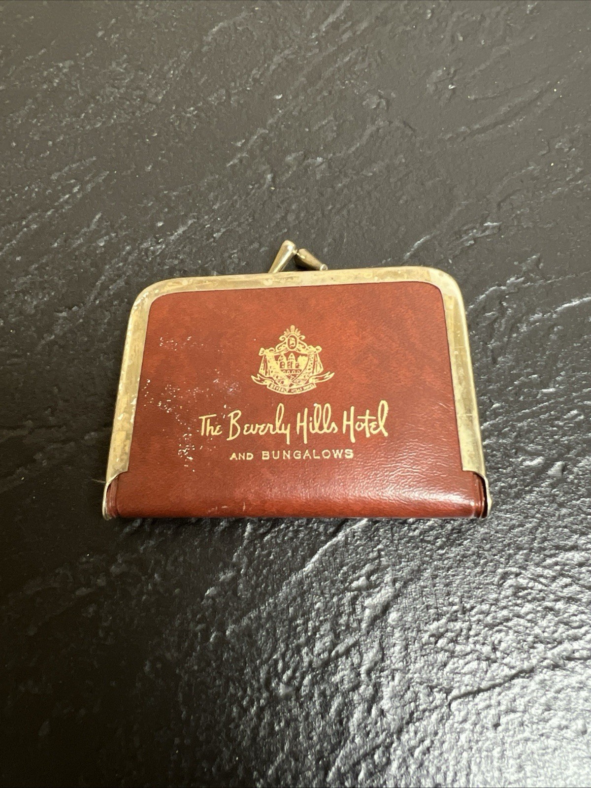 The Beverly Hills Hotel and Bungalows Los Angeles Ca Brown Purse Like Sewing Kit