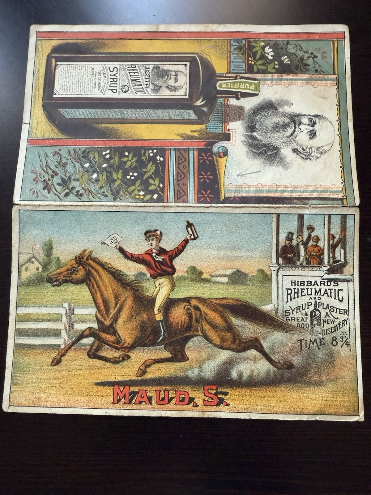 Vintage Hibbard\'s Rheumatic Folder Trade Card Maud S Race Horse Victorian
