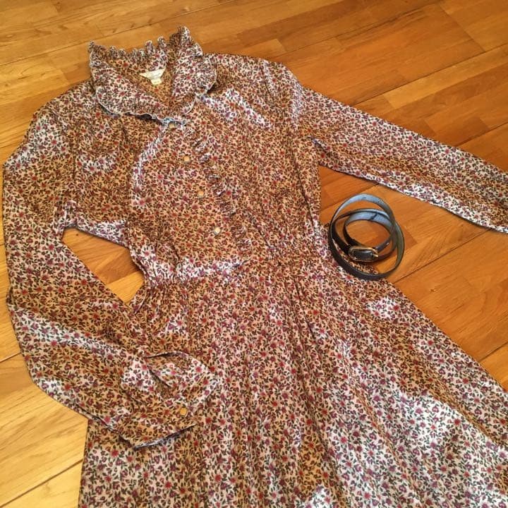 Vintage Floral Dress - Beige