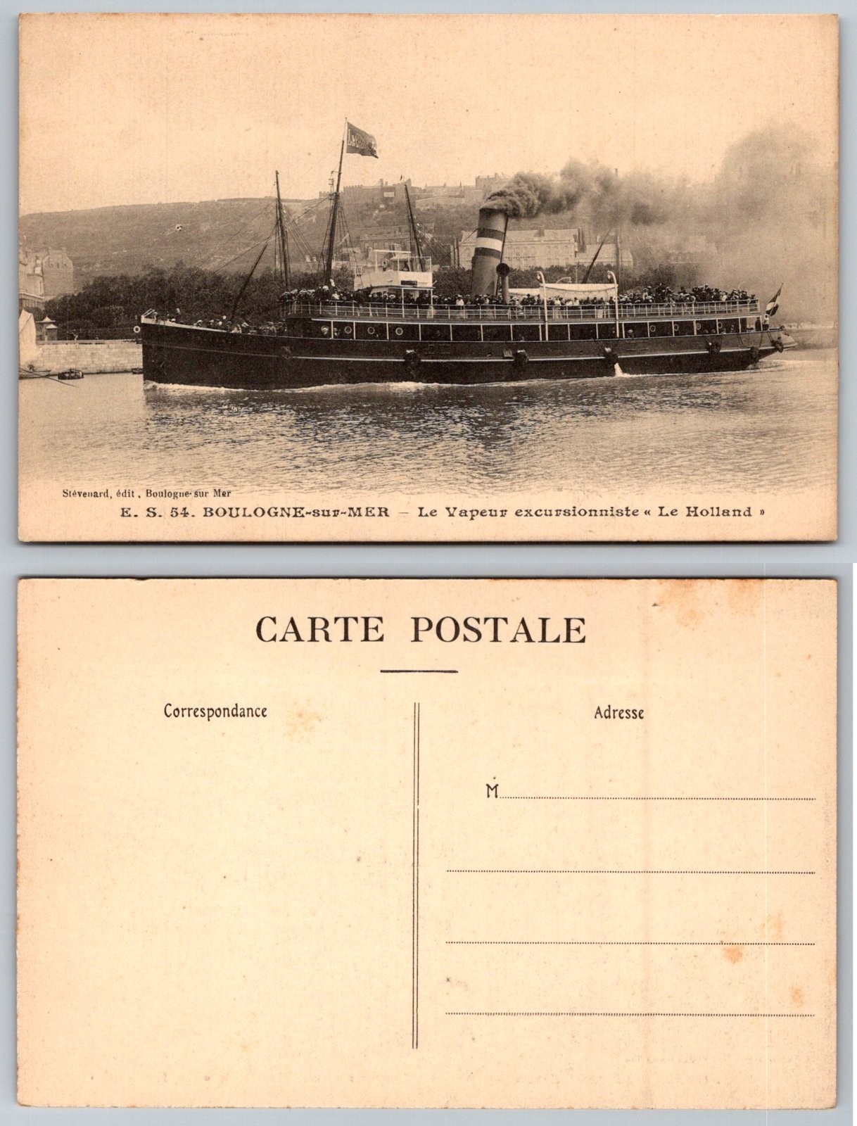 Boulogne-sur-Mer France Steamship Le Holland Excursion Postcard