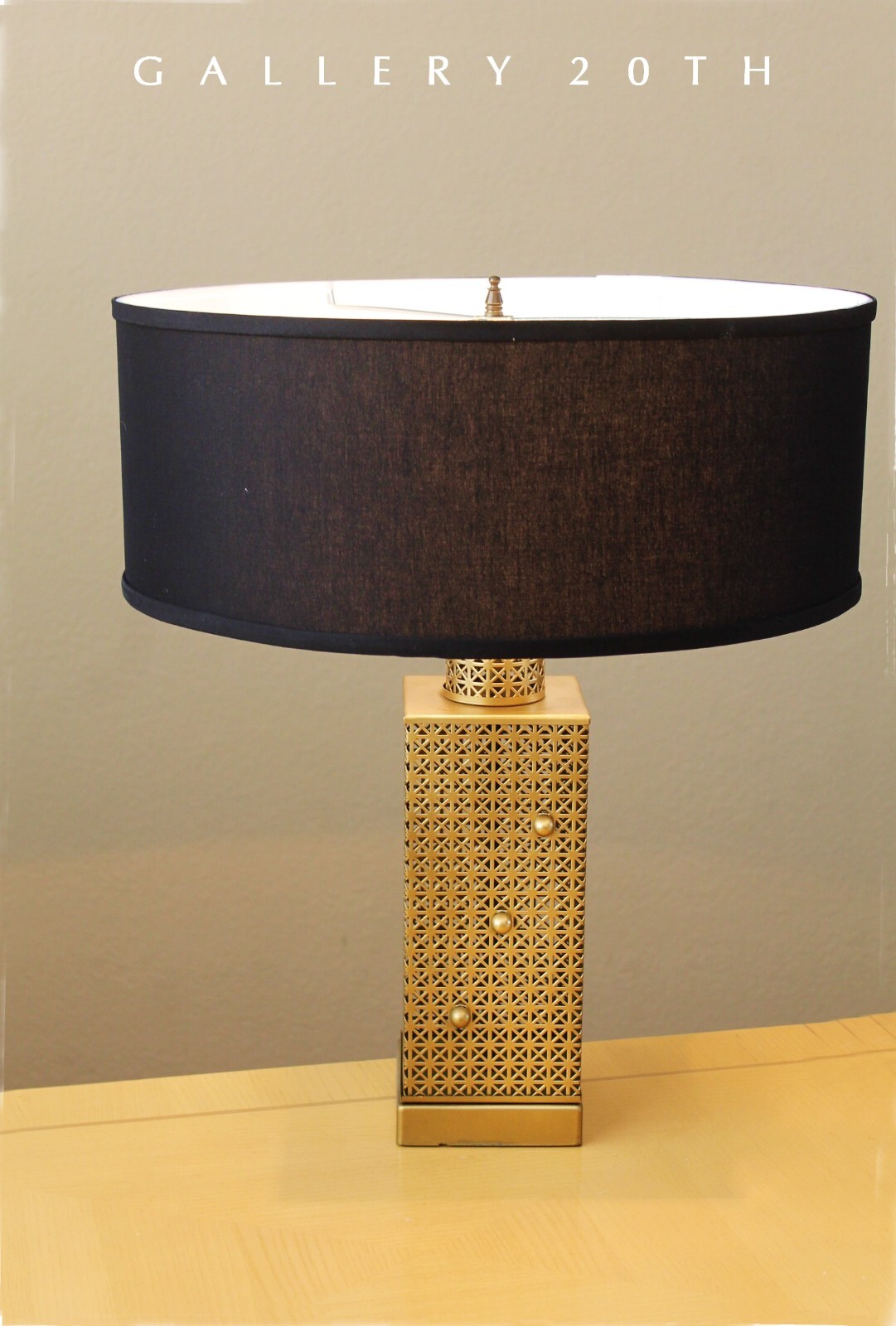 GORGEOUS GOLD SCREEN TABLE LAMP 50'S 60'S VTG  ATOMIC MID CENTURY MODERN LIGHT