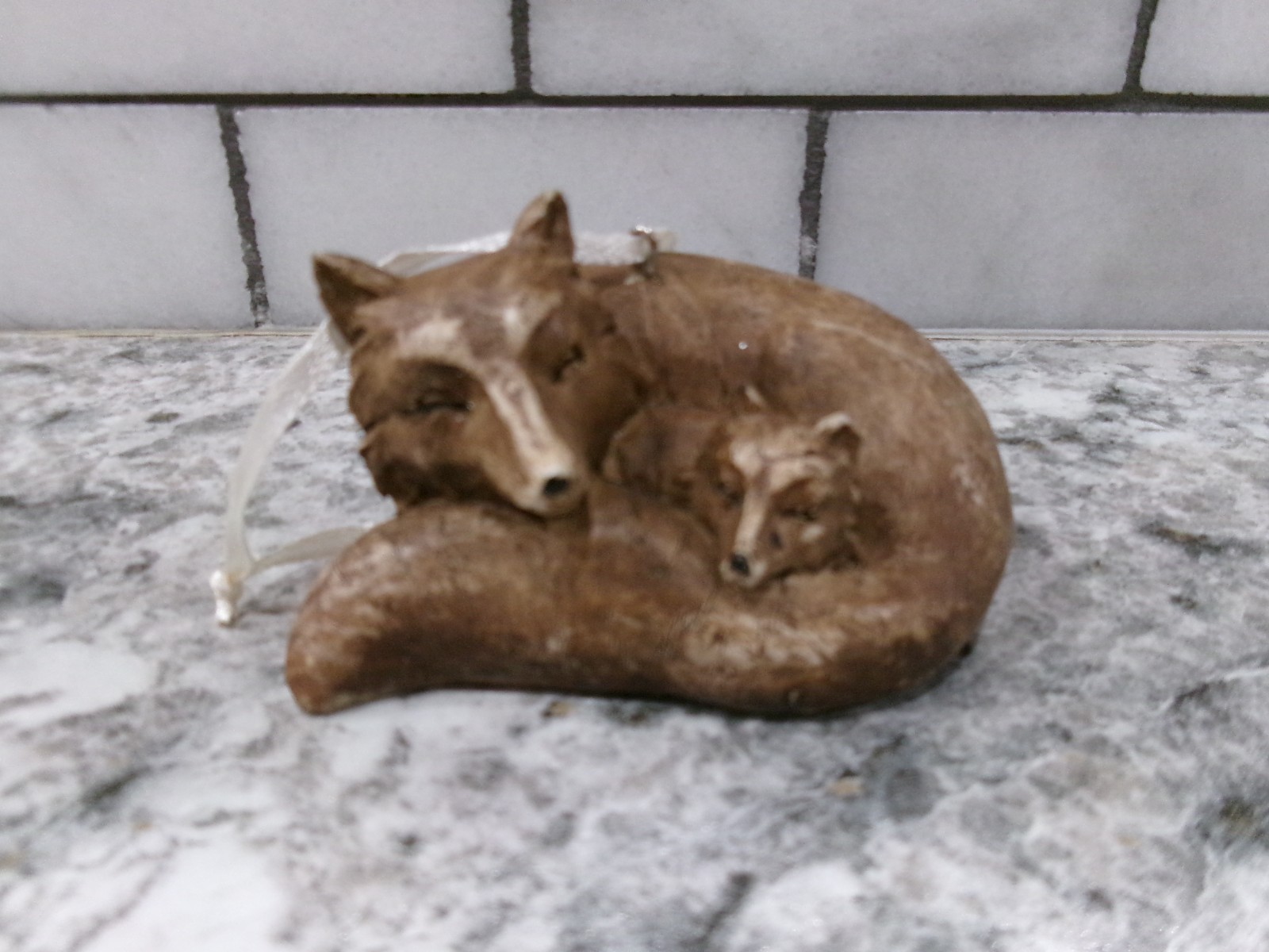 Vintage Momma & Baby Fox Ornament, 1.5\ Vintage Momma & Baby Fox Ornament, 1.5\