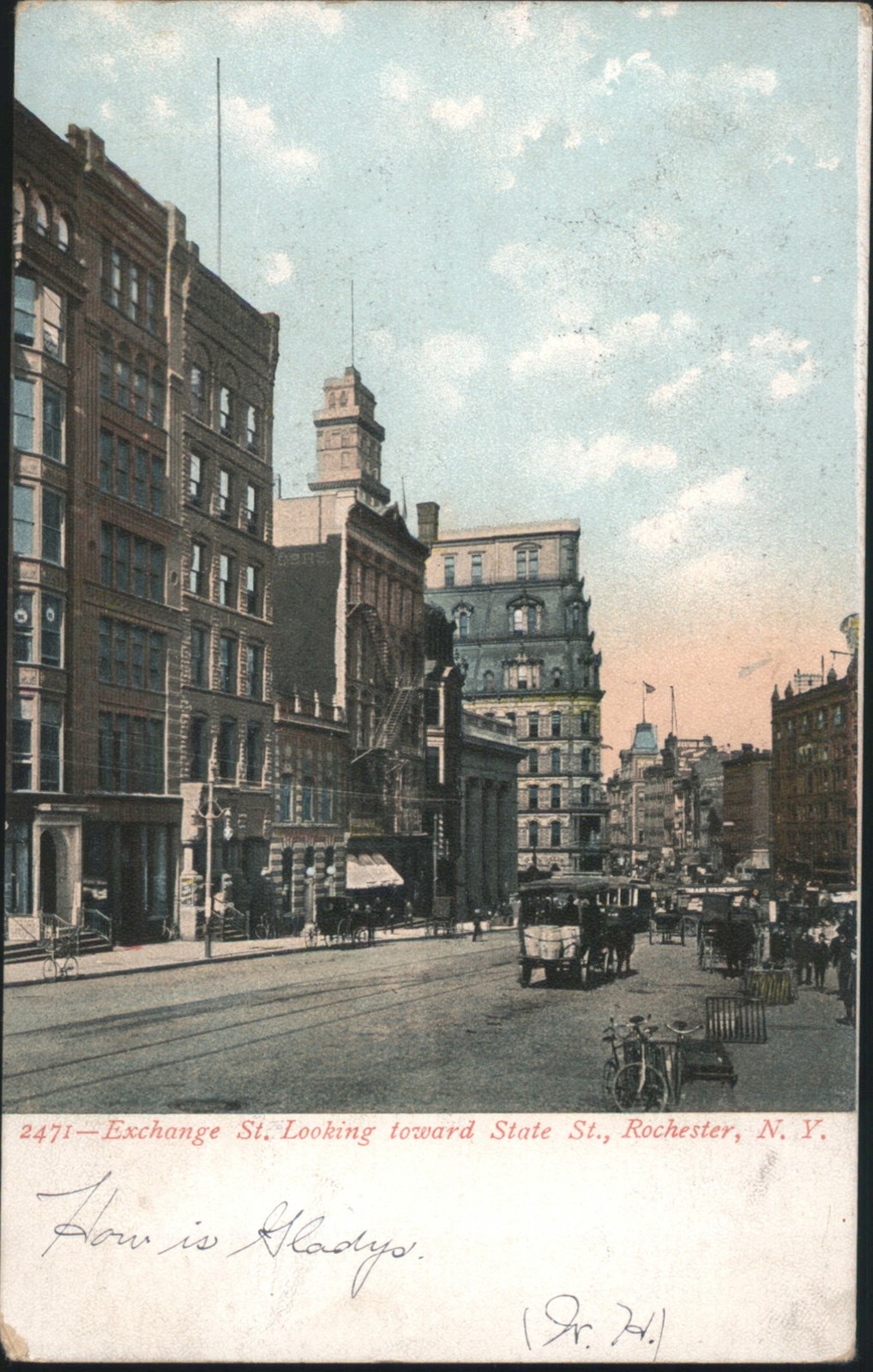 Rochester, NY New York Exchange St. Looking toward State 1901 Vintage Postcard