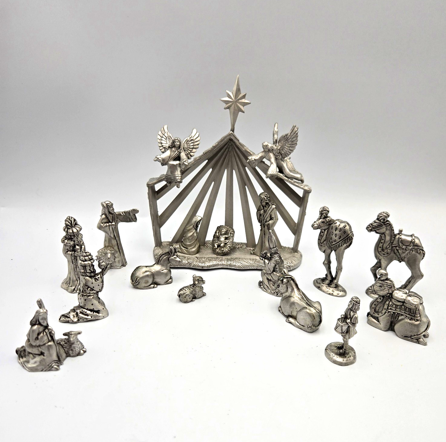 Vintage Seagull Pewter RARE Nativity Scene Complete 16pc Set 1999 