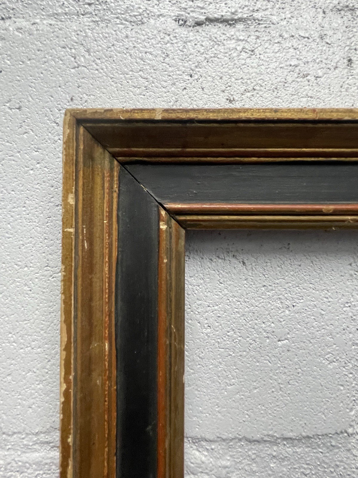 Vintage MCM 40s 50s 60s Modernism Wood Picture Art Frame Gold Black 10.5 X 12.5