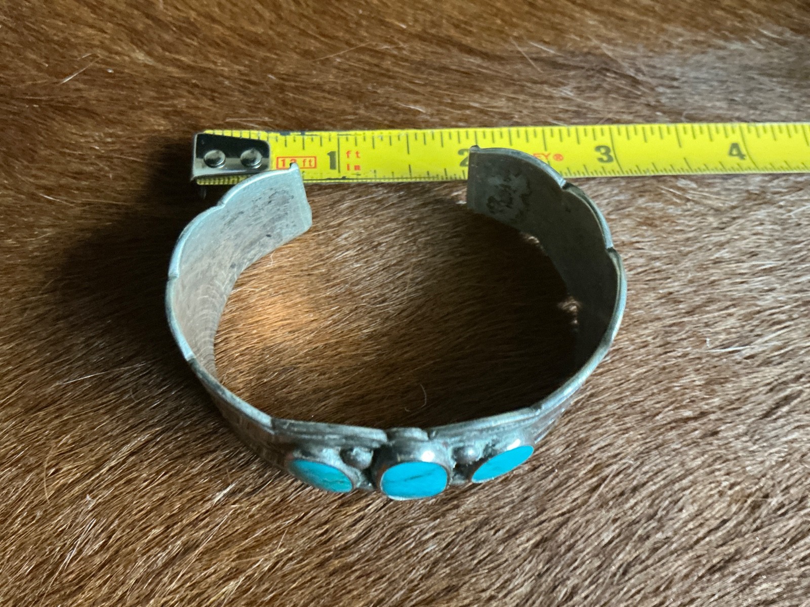 Vintage - Fred Peshlakai Cuff Rare Wow Hallmarked, 3 Blue Cabs, Rare Size 7” Vintage - Fred Peshlakai Cuff Rare Wow Hallmarked, 3 Blue Cabs, Rare Size 7”
