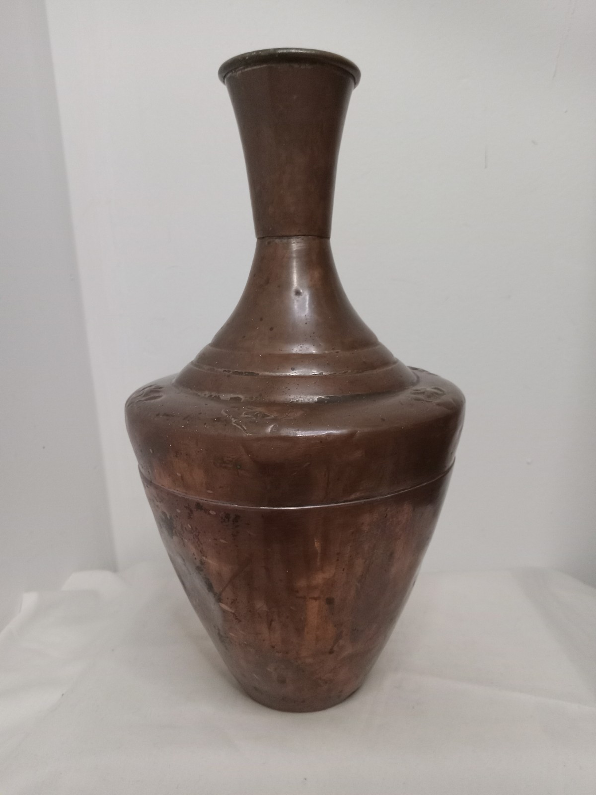 Antique Vintage Turkish Hammered Copper Vase Carafe Zaman Bursa TB17 Turkey