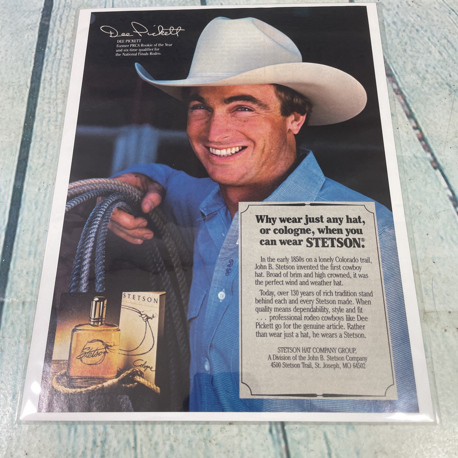 1984 Stetson Cowboy Hat & Cologne Vtg Print Ad/Poster Pinup Art Magazine Page