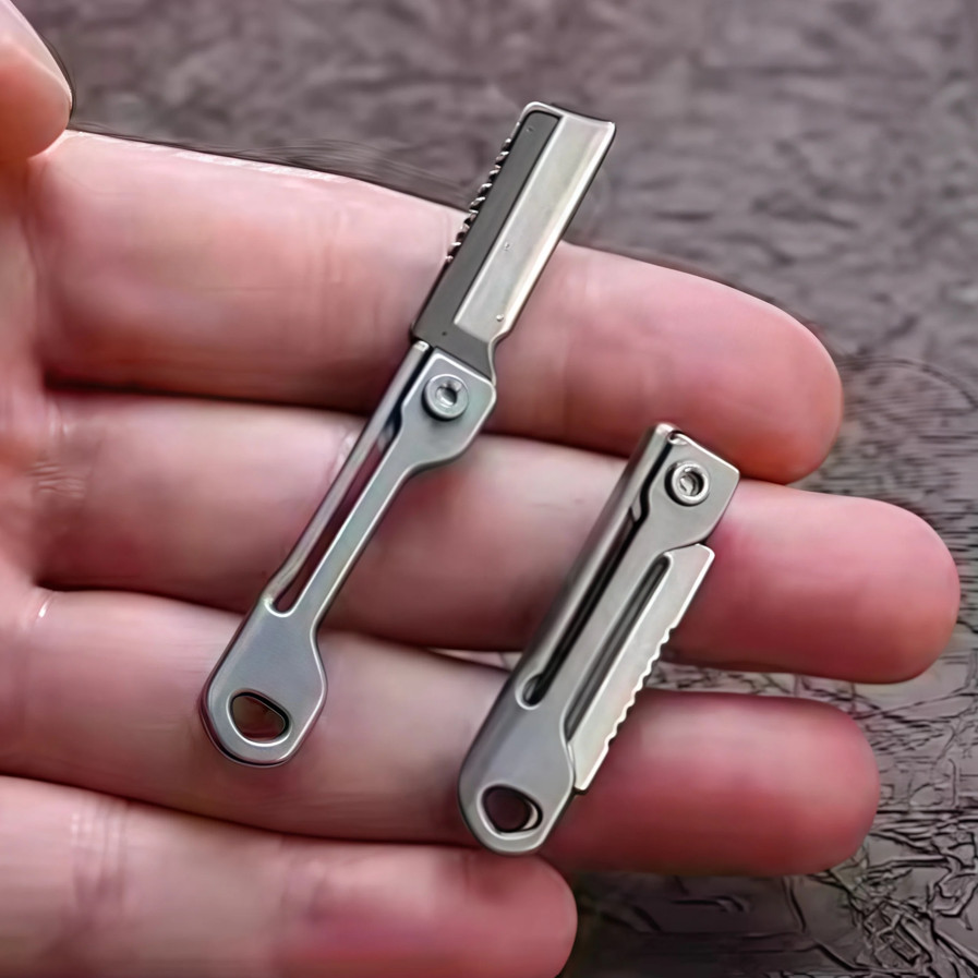 1pc Stainless Steel Mini Folding Knife - Multi-Function Pocket Tool Keychain