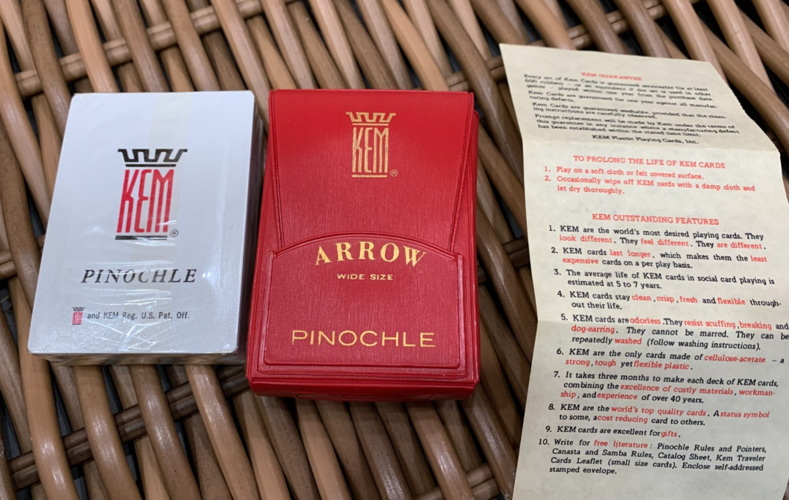 Vintage New Sealed KEM Arrow Wide PINOCHLE Poker Cards RED CASE Vintage New Sealed KEM Arrow Wide PINOCHLE Poker Cards RED CASE