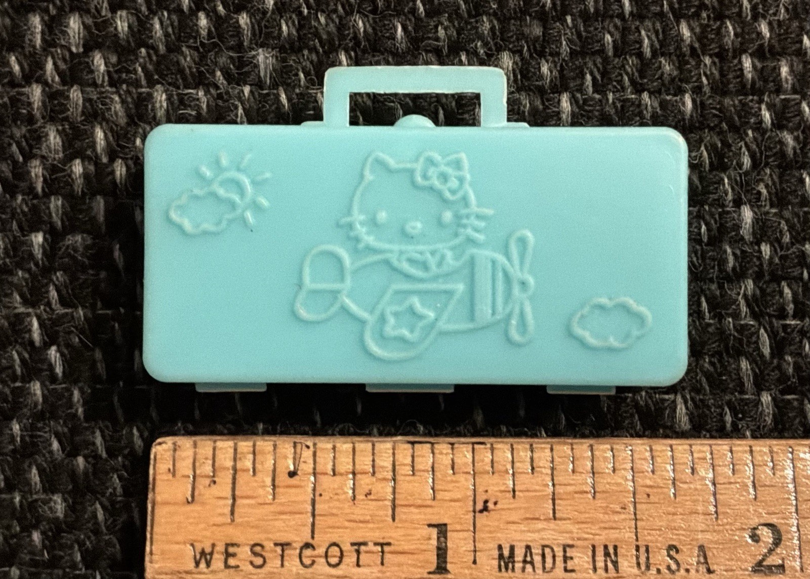 Rare Vintage 1976 Sanrio Hello Kitty Mini Suitcase Luggage Travel Case, blue
