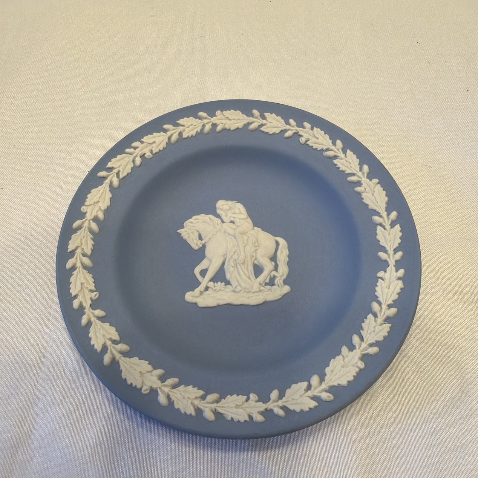 VTG Wedgwood Blue Jasperware lady Godiva Trinket Dish Nude Woman Horse Plate VTG Wedgwood Blue Jasperware lady Godiva Trinket Dish Nude Woman Horse Plate
