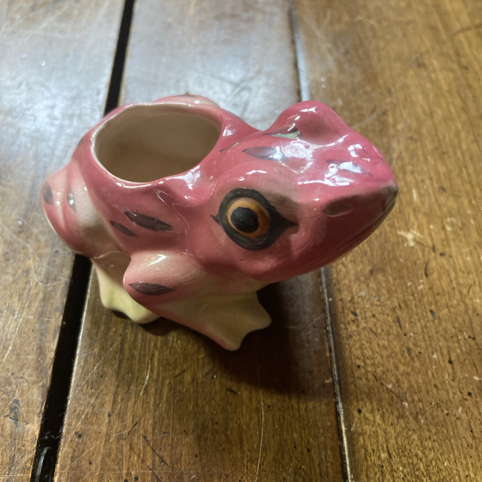 Vintage Ceramic Frog Planter Made In Japan Pink Glazed Ceramic Frog 4” Vintage Ceramic Frog Planter Made In Japan Pink Glazed Ceramic Frog 4”