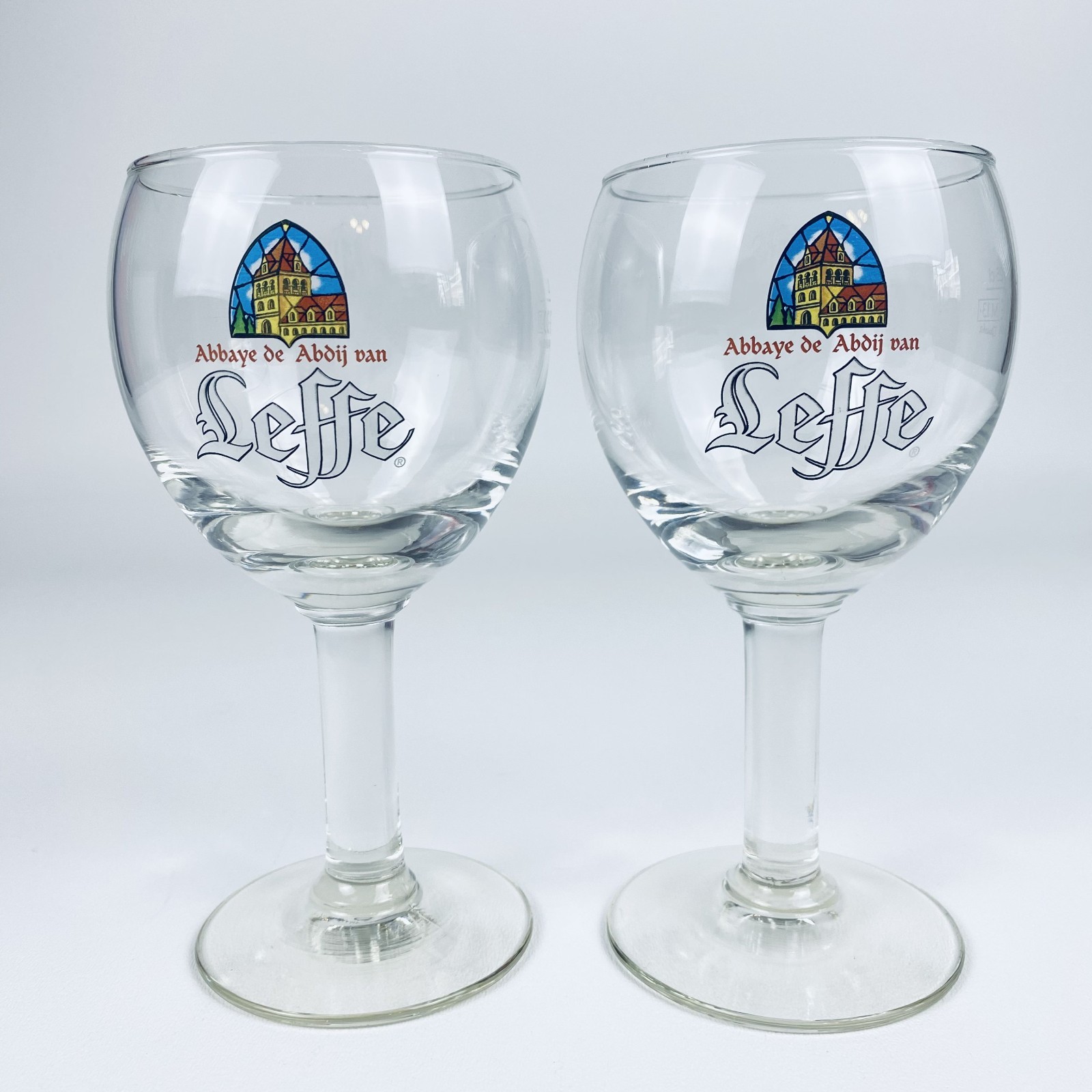 2pk LEFFE Belgian Beer Glass Chalice Goblet Abbaye de Abdij van Leffe 25cl 8.5oz
