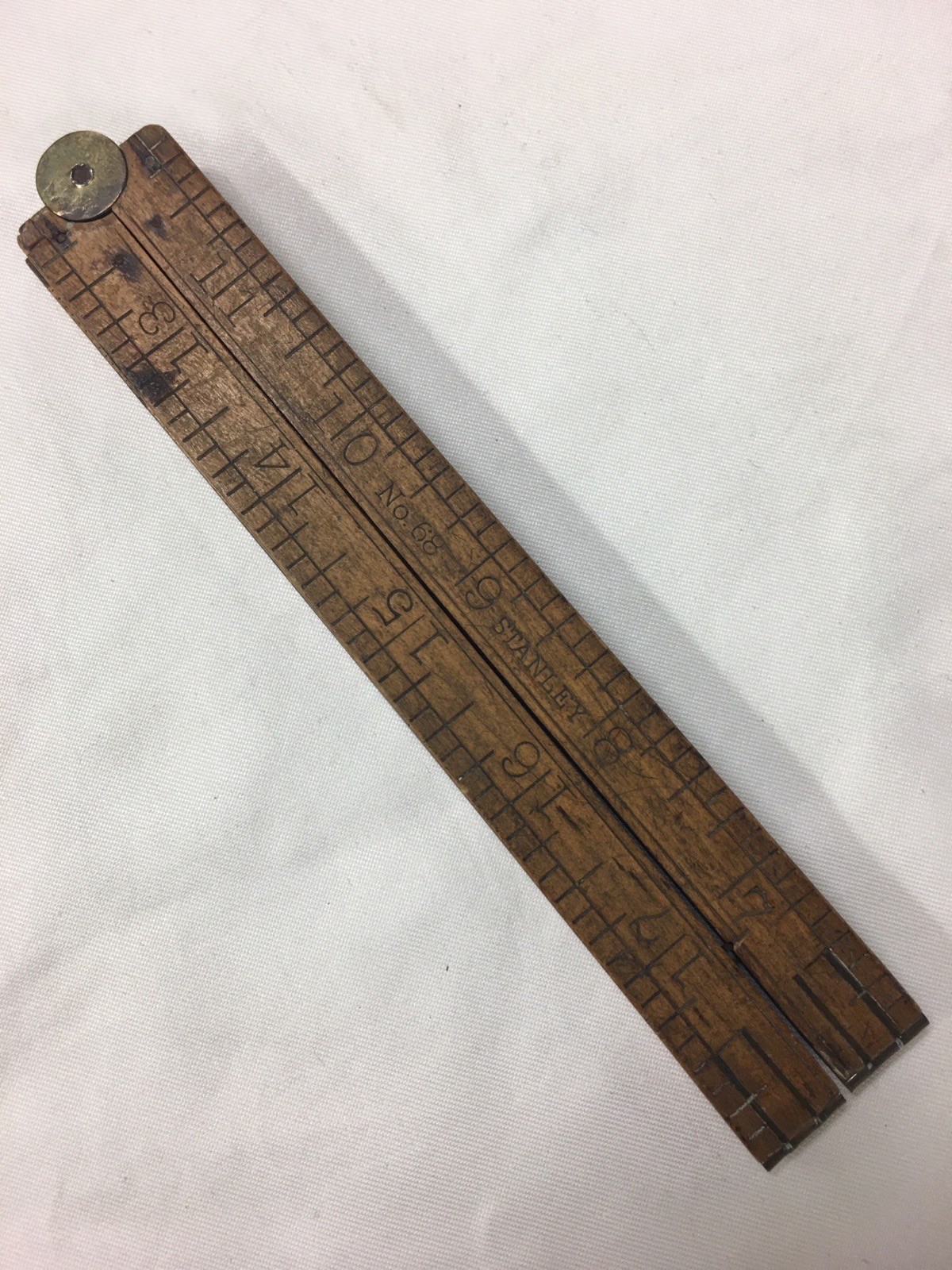 Vintage Stanley No 68 Boxwood Brass Folding Rule 24” Carpenter Tool