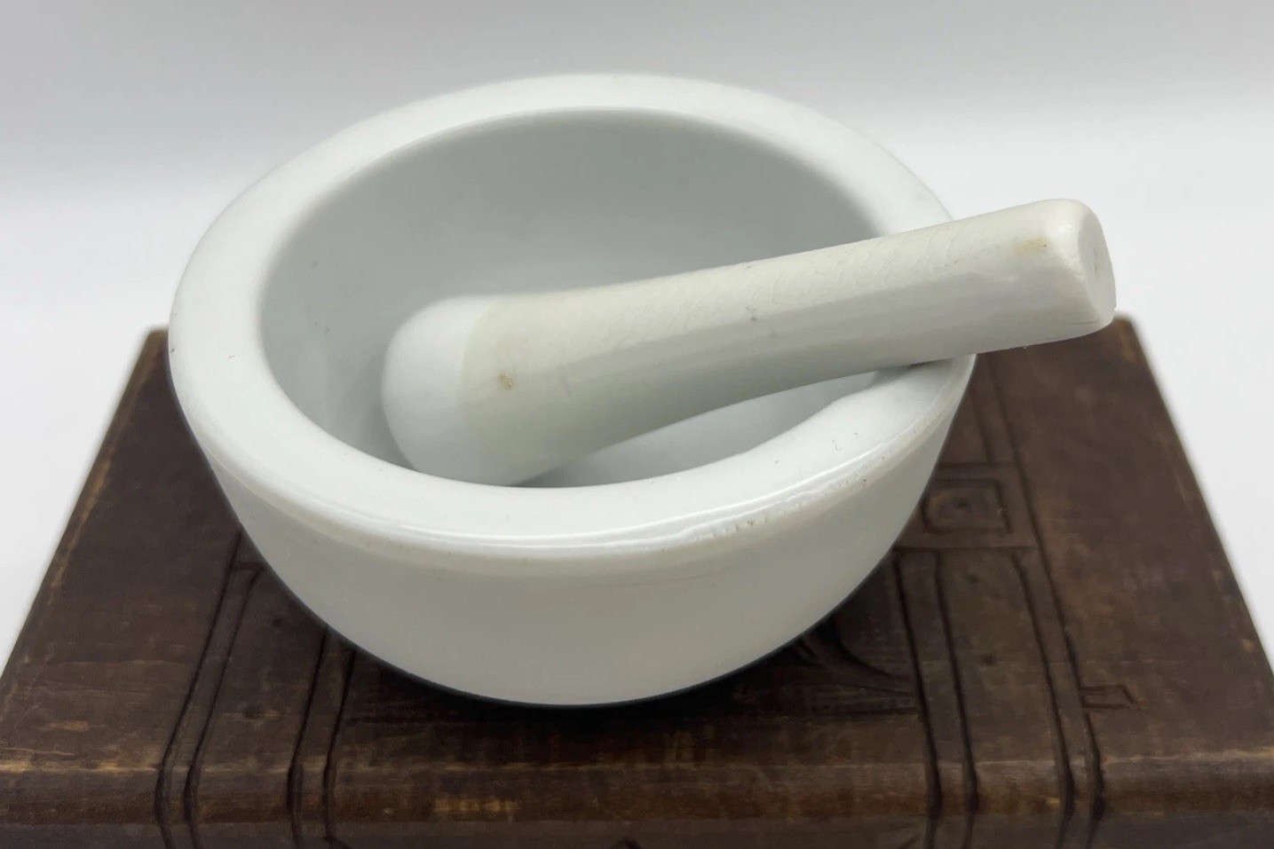 Vintage Porcelain Mortar and Pestle White Vintage Porcelain Mortar and Pestle White