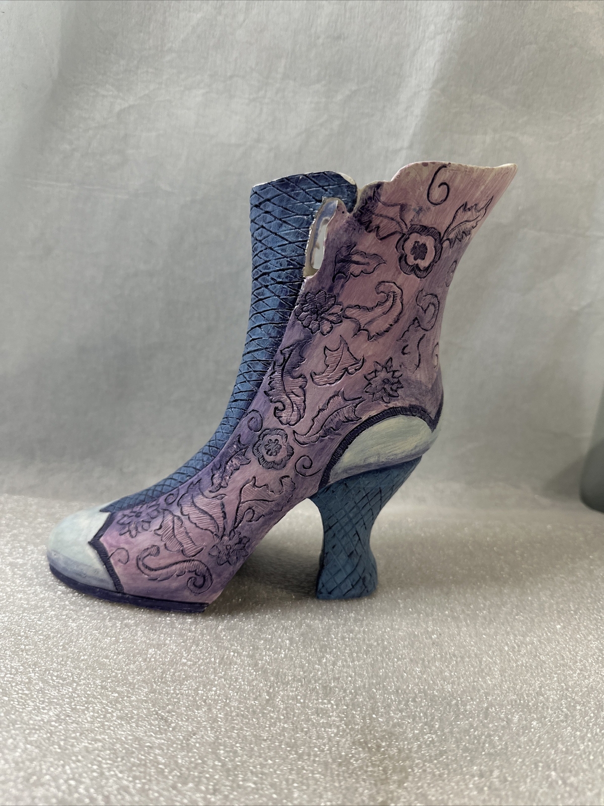Large Ceramic Boot Blue Purple CBK LTD Shoe Vase