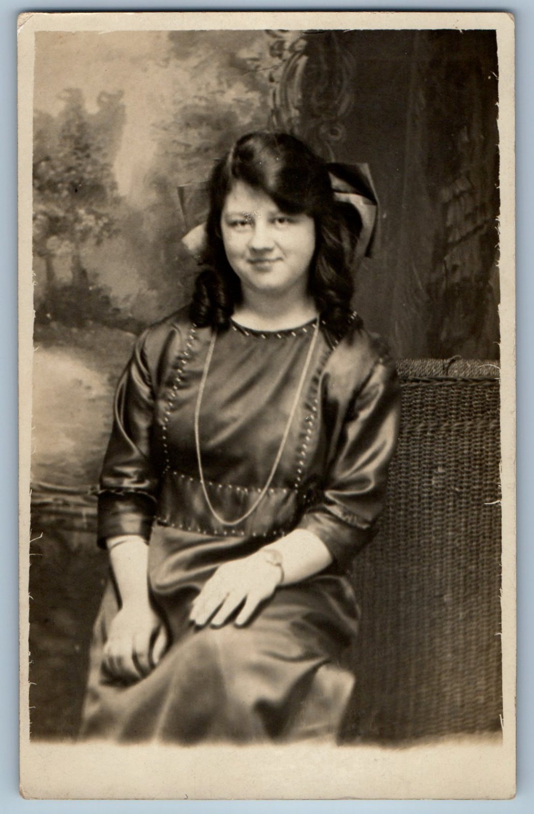 c1940\'s Smiling Woman Curly Hair Studio RPPC Photo Unposted Vintage Postcard c1940\'s Smiling Woman Curly Hair Studio RPPC Photo Unposted Vintage Postcard