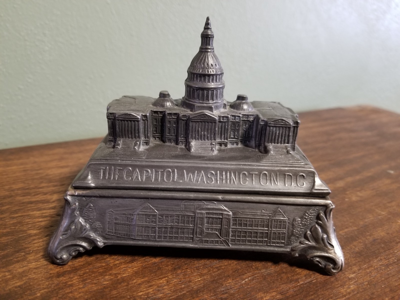 Jennings Brothers Silver Plated Trinket Box Washington DC Capital Building #1745