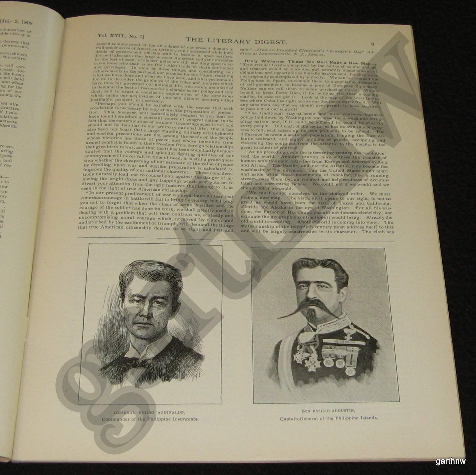 EMILIO AGUINALDO 1898 PHILIPPINES & DEBATE U.S. IMPERIALISM SPANISH-AMERICA WAR