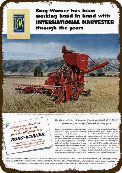 1951 International Harvester McCormick Combine DECORATIVE REPLICA METAL SIGN 