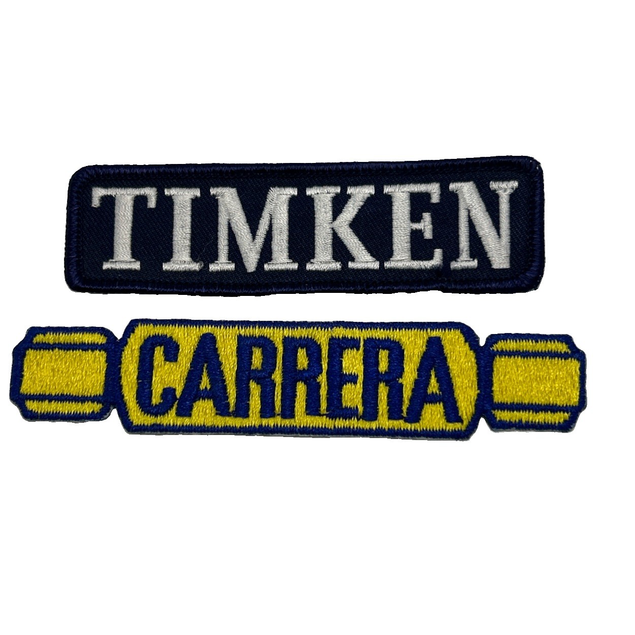 Vintage Motorsport Auto Racing Sponsor Patches CARRERA Shocks TIMKEN Bearings