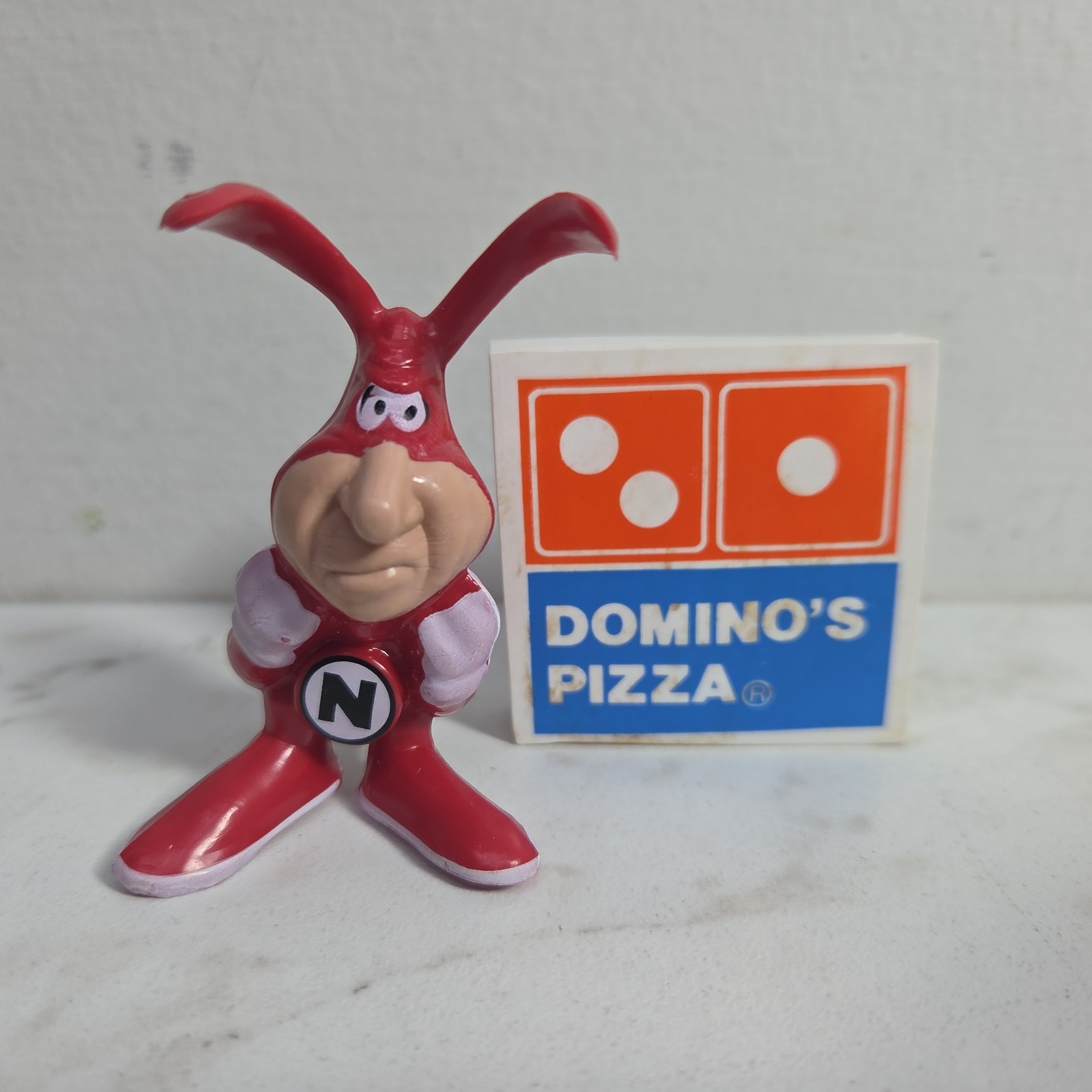 Vintage Domino\'s Noid with Pizza Box PVC Figure Toy 1987 2.5\