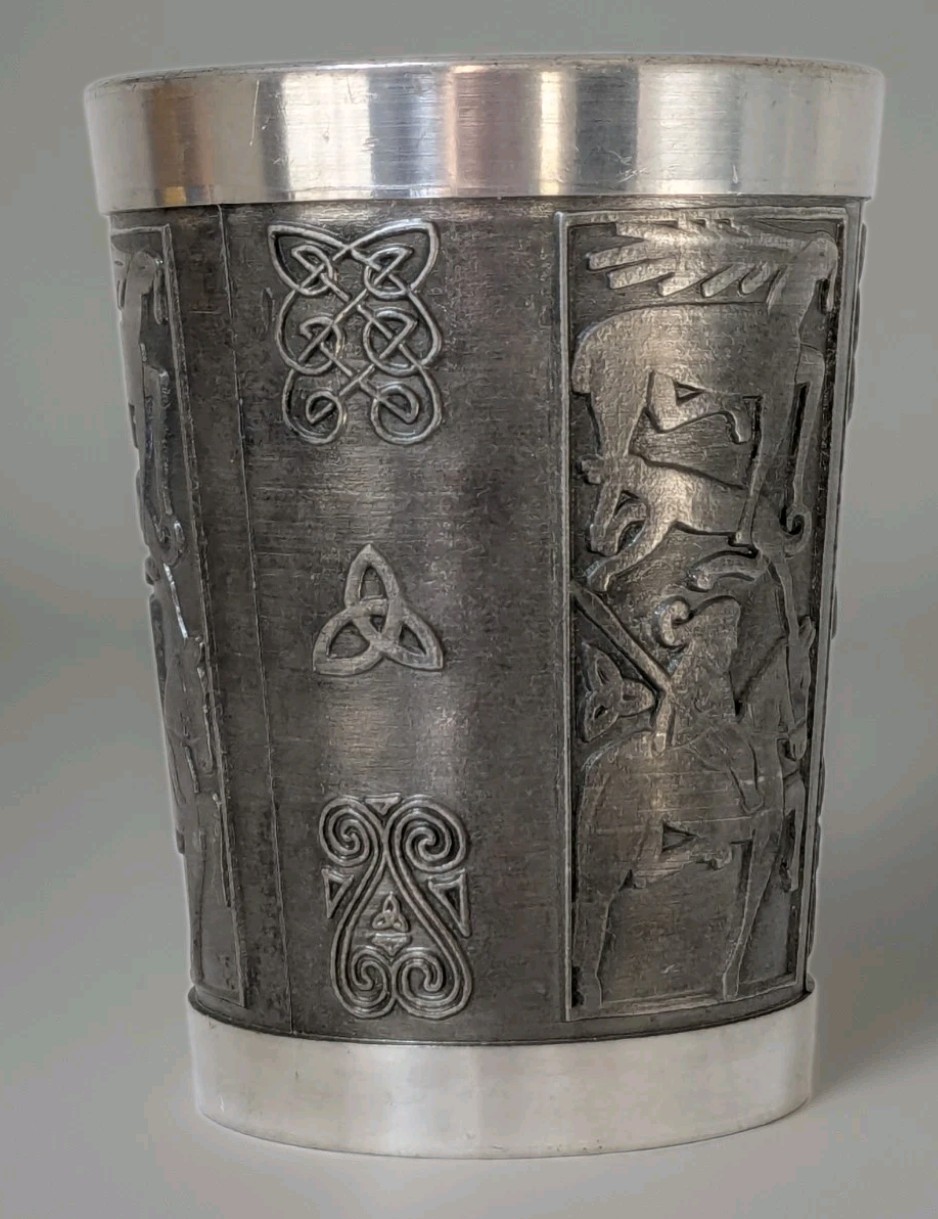 Irish History Celtic Pewter Whiskey 8 oz Beaker-Mullingar Pewter-Made in Ireland
