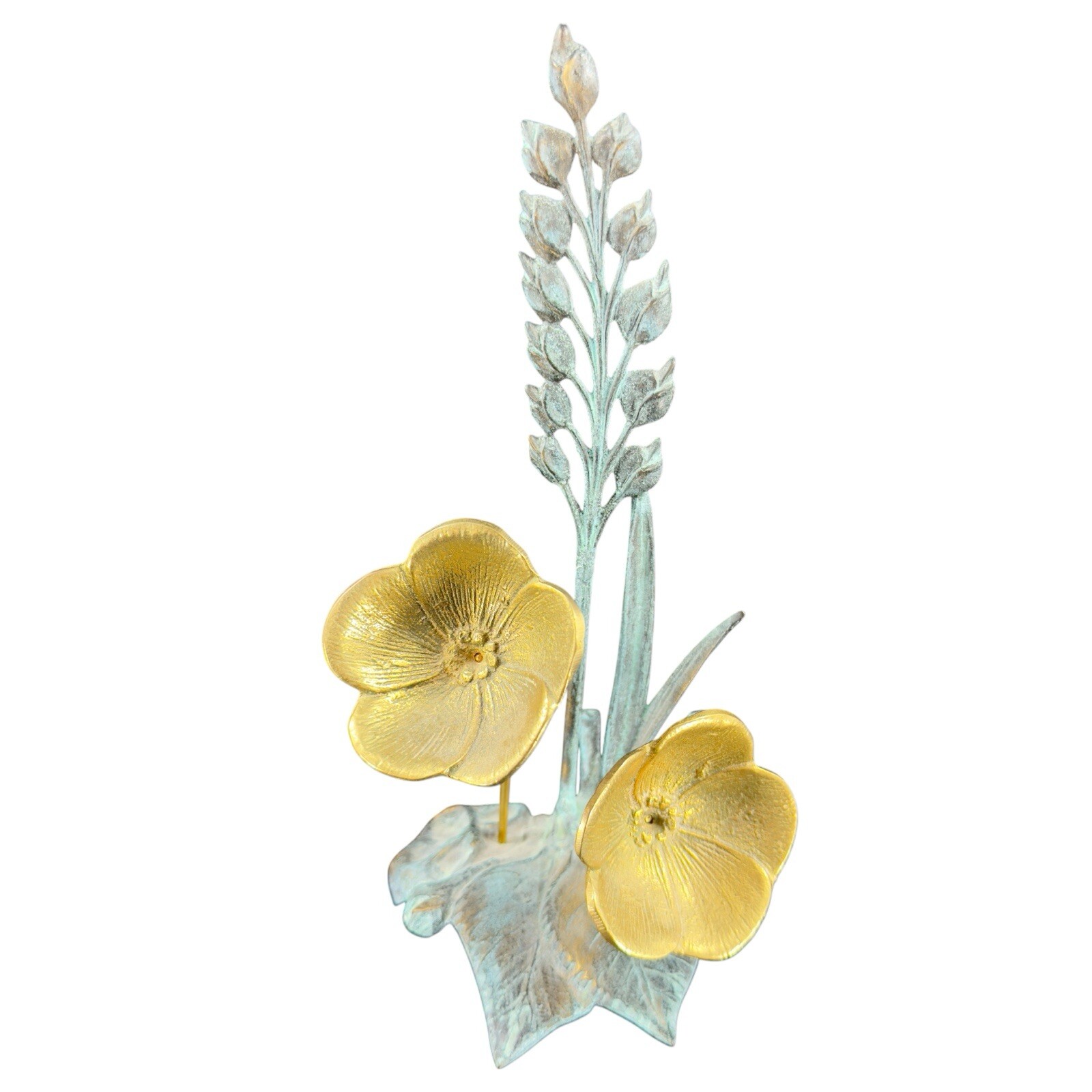 Vintage 1980s Jack Housman Floral Brass Metal Sculpture Figure Flowers VTG Decor