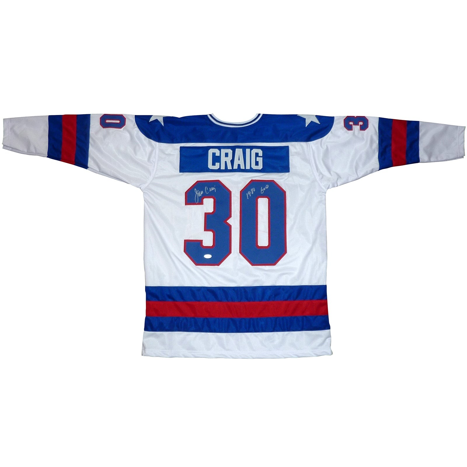 Jim Craig Autographed USA Hockey (White #30) Custom Stitched Jersey with 1980 Go