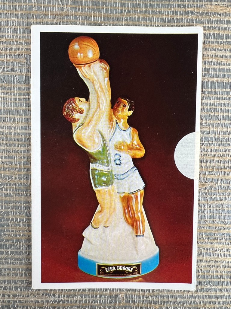 Basketball Players Ezra Brooks Whiskey Decanter Vintage Postcard