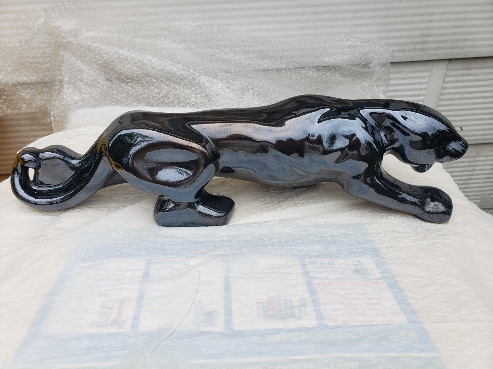 VTG Royal Haeger Black Metallic Ceramic Panther Statue Mid Century Modern HTF