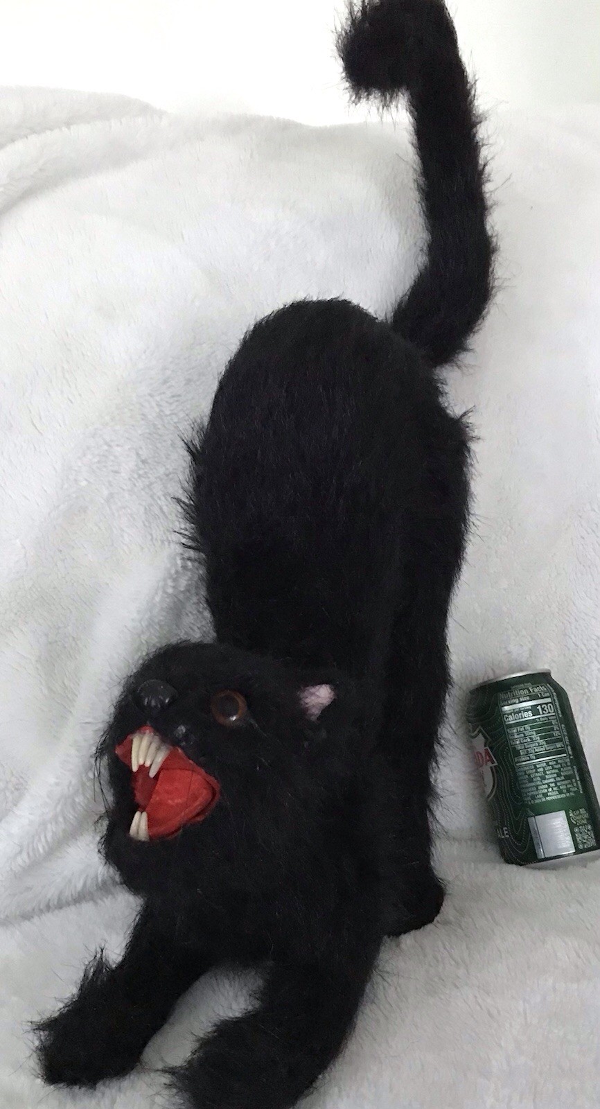 Vintage Halloween Scary Black Realistic Cat Decor Prop 1950/60s Rare