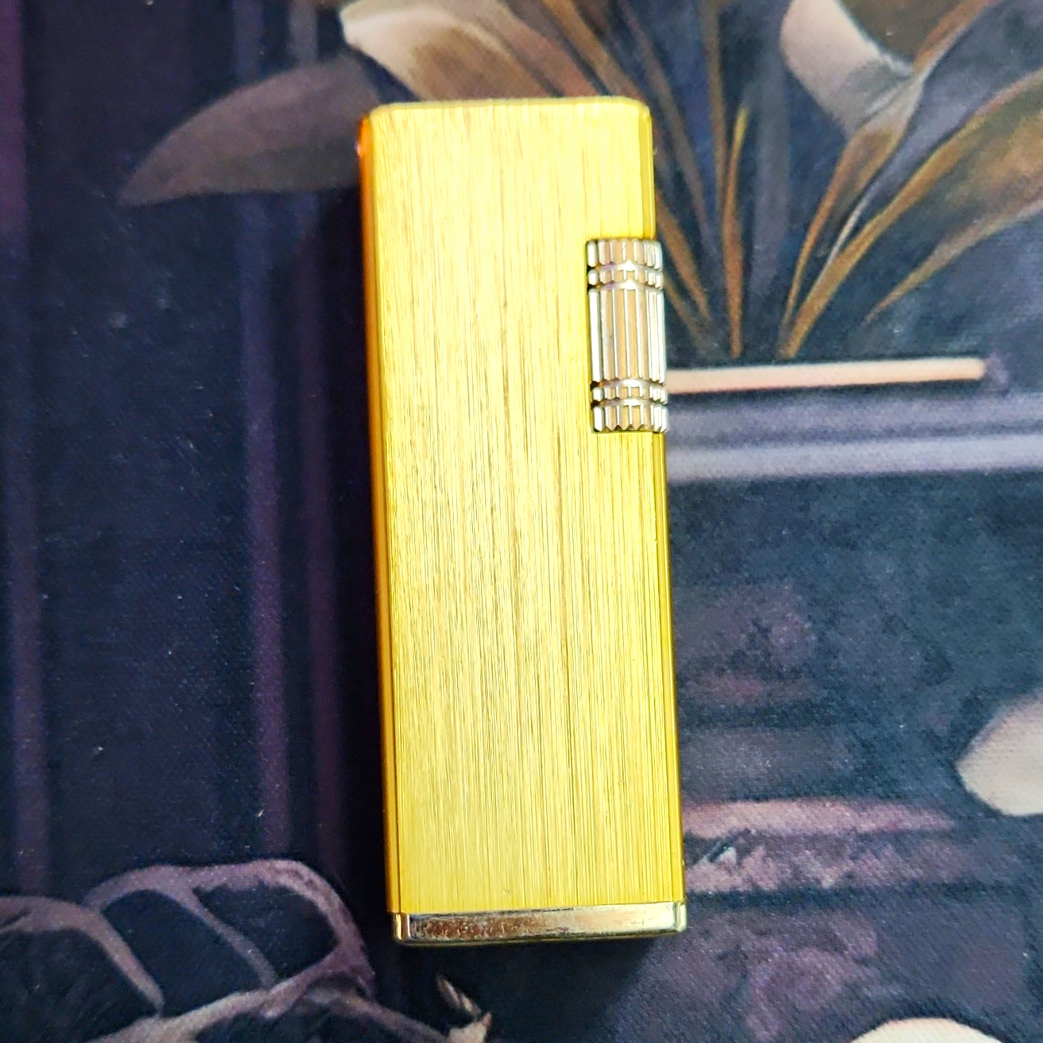 Vintage Nesor Butane Lighter Gold Tone Brushed Bark Texture Korea - Parts Repair