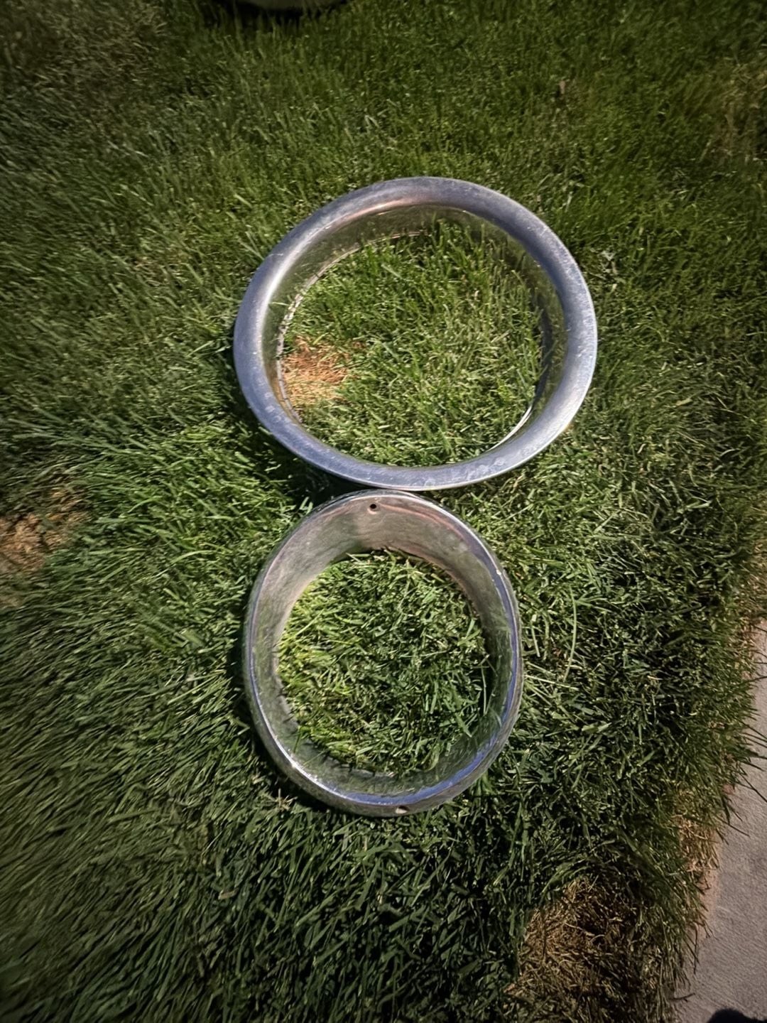 Vintage Chrome Headlight Bezels Trim Rings Pair, Approx 8.5 Inch and 10.5 Inch D Vintage Chrome Headlight Bezels Trim Rings Pair, Approx 8.5 Inch and 10.5 Inch D