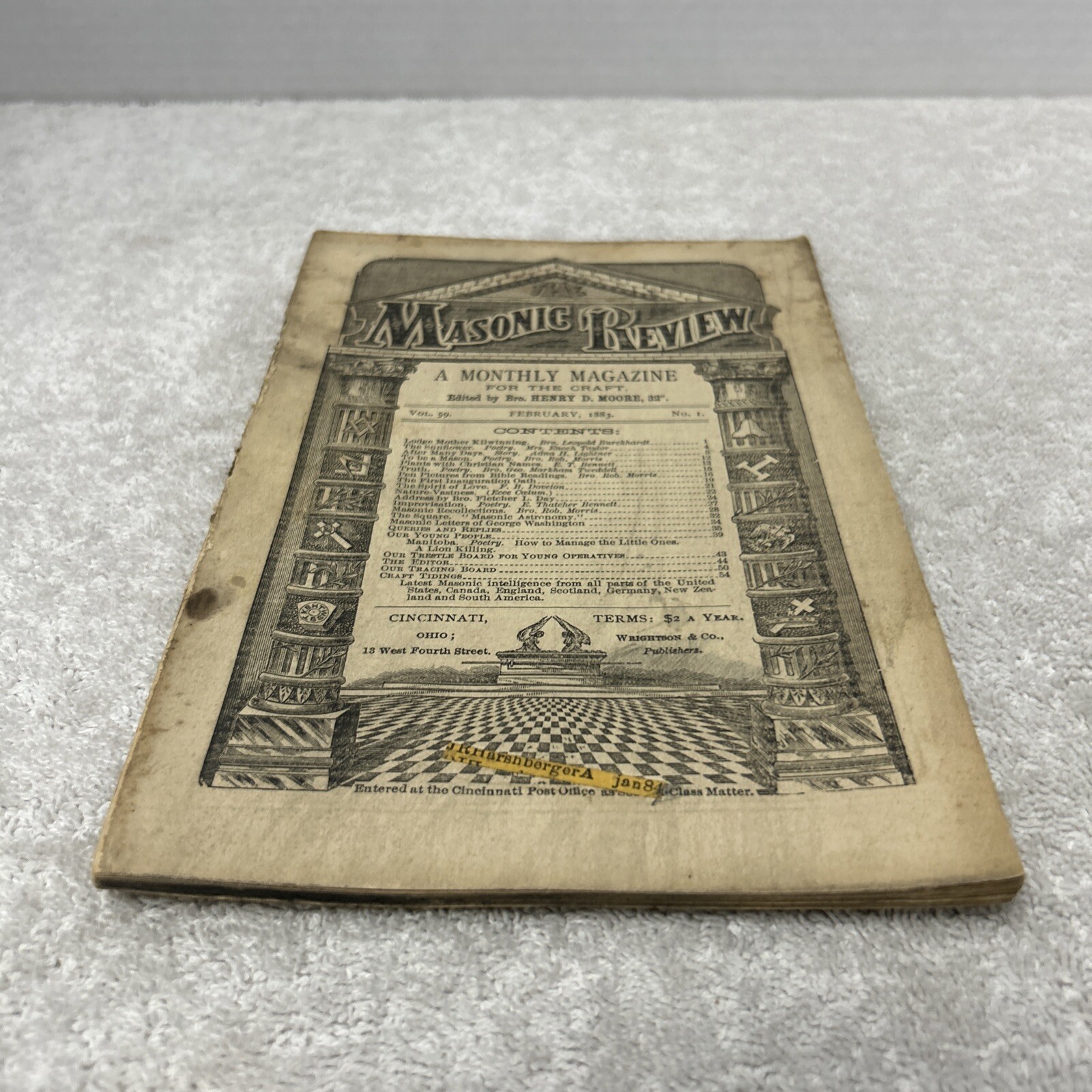 Antique Masonic Review Magazine, 1883 February