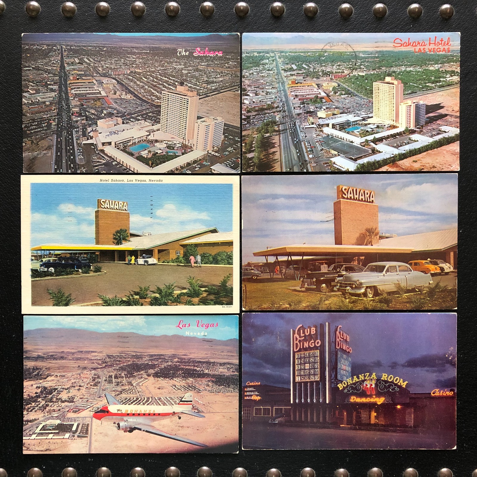 [6] Hotel Sahara & Club Bingo Las Vegas Nevada postcards [all posted]