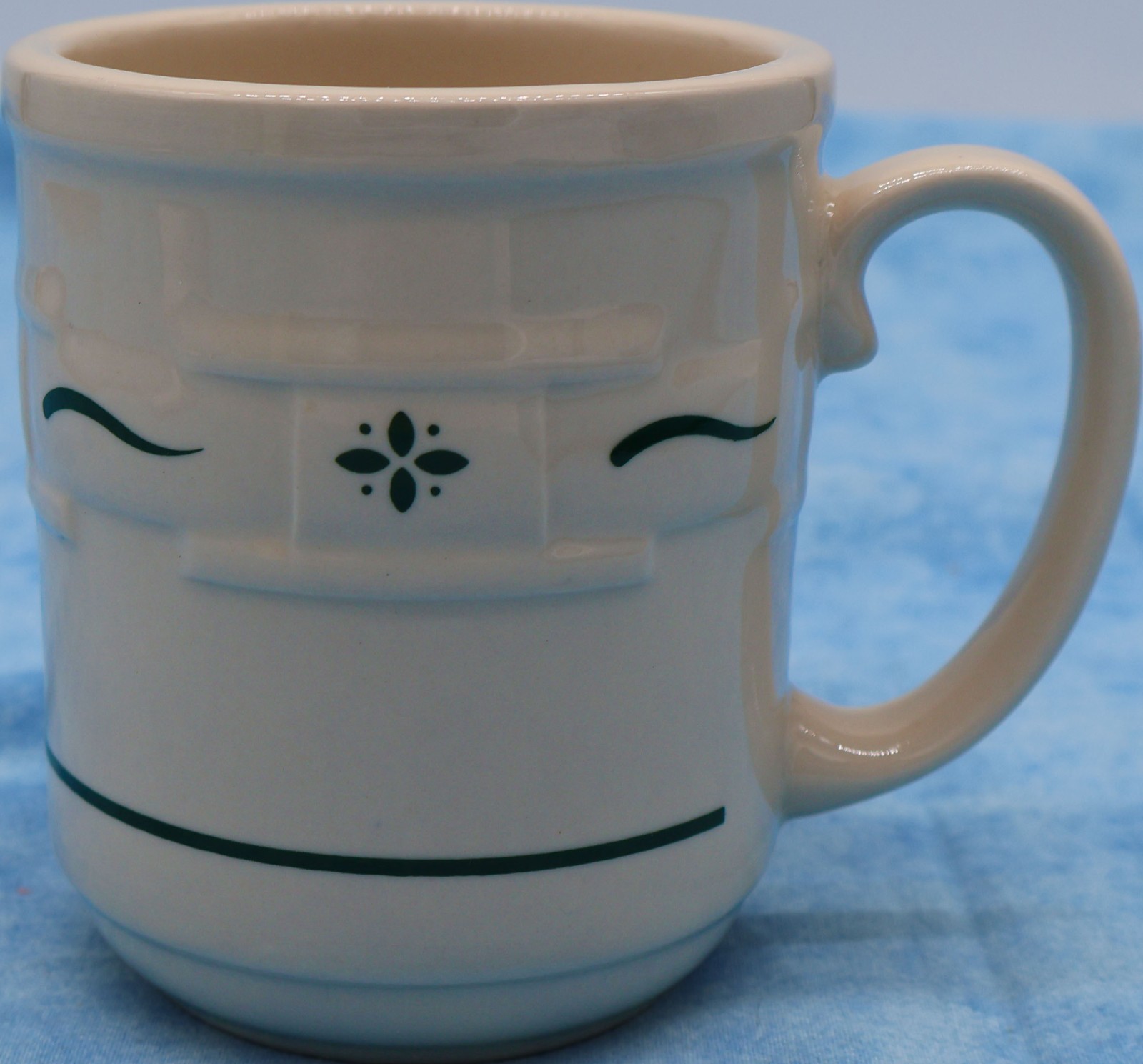 Longaberger Pottery Mug – Green Woven Traditions – 4\