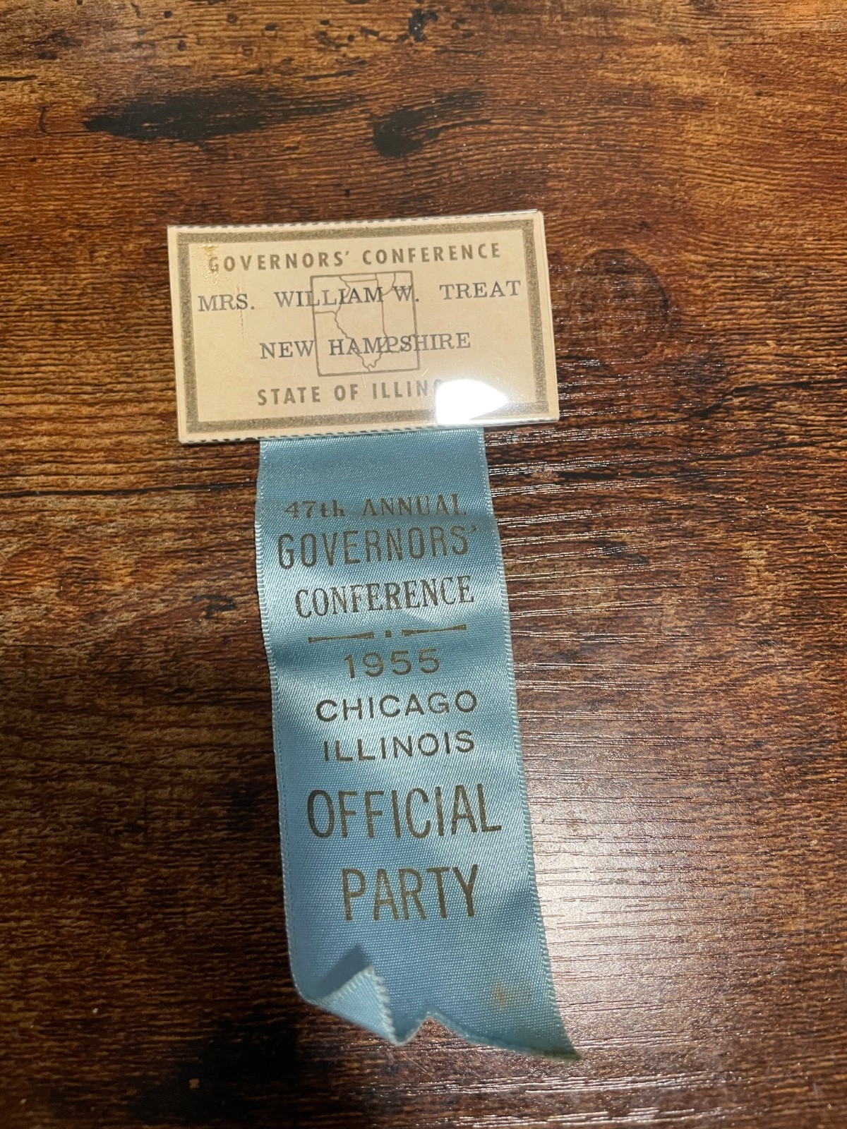1955 Governor\'s Conference Chicago Attendance Badge Ribbon New Hampshire