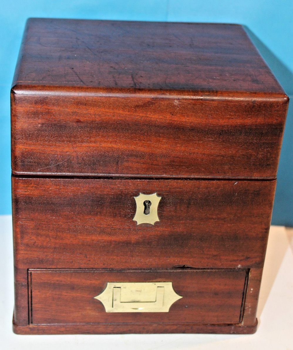 Antique Georgian Mahogany Apothecary Box Medical Chest Wood Brass Victorian