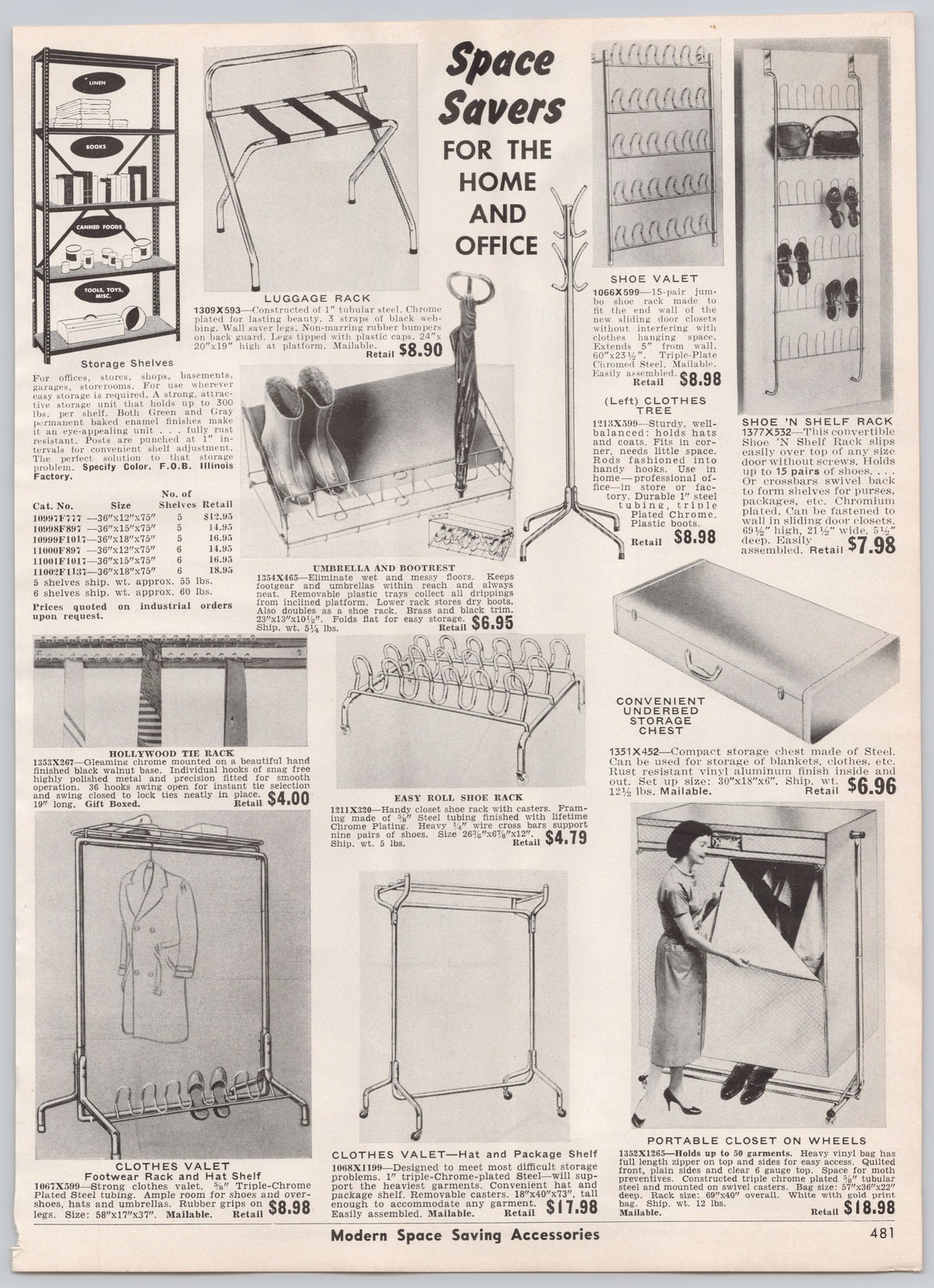 Vintage 1960s Modern Space Saving Home Office Catalog Page Advertising Print